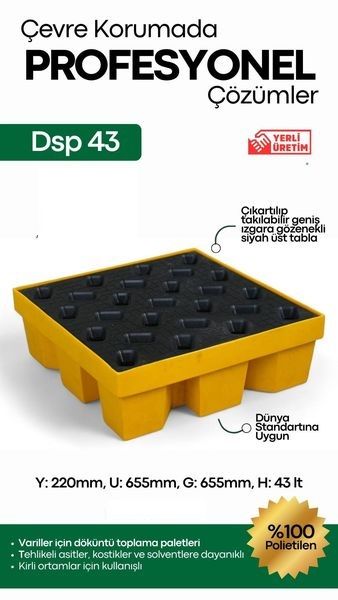 KİMYASAL VARİL SIZINTI-DÖKÜNTÜ TOPLAMA PALETLERİ 43 LT